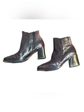 Vintage PAZZO Preferred Neoprene Leather Square Toe Ankle Boots Size 9.5